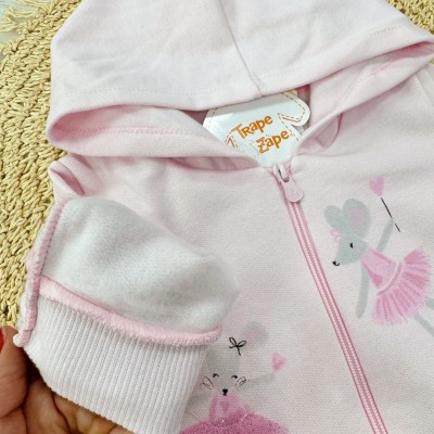  Conj. Jaqueta Ratinhas Bailarinas e Calça - Rosa e Lilás